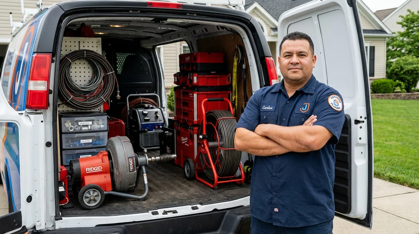 Professional drain cleaning equipment and Johns Plumbing LLC plumber in Chatham